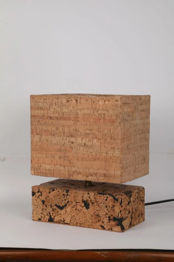 Square Shaped Cork Table Lamp